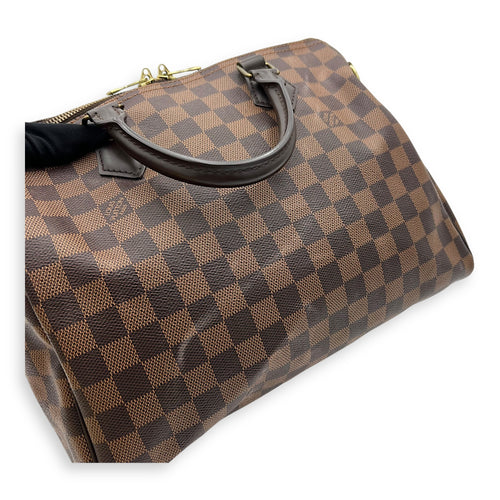 Louis Vuitton Speedy Bandouliere Top Handle Bag 30 Brown in Coated Canvas, Gold hardware_9