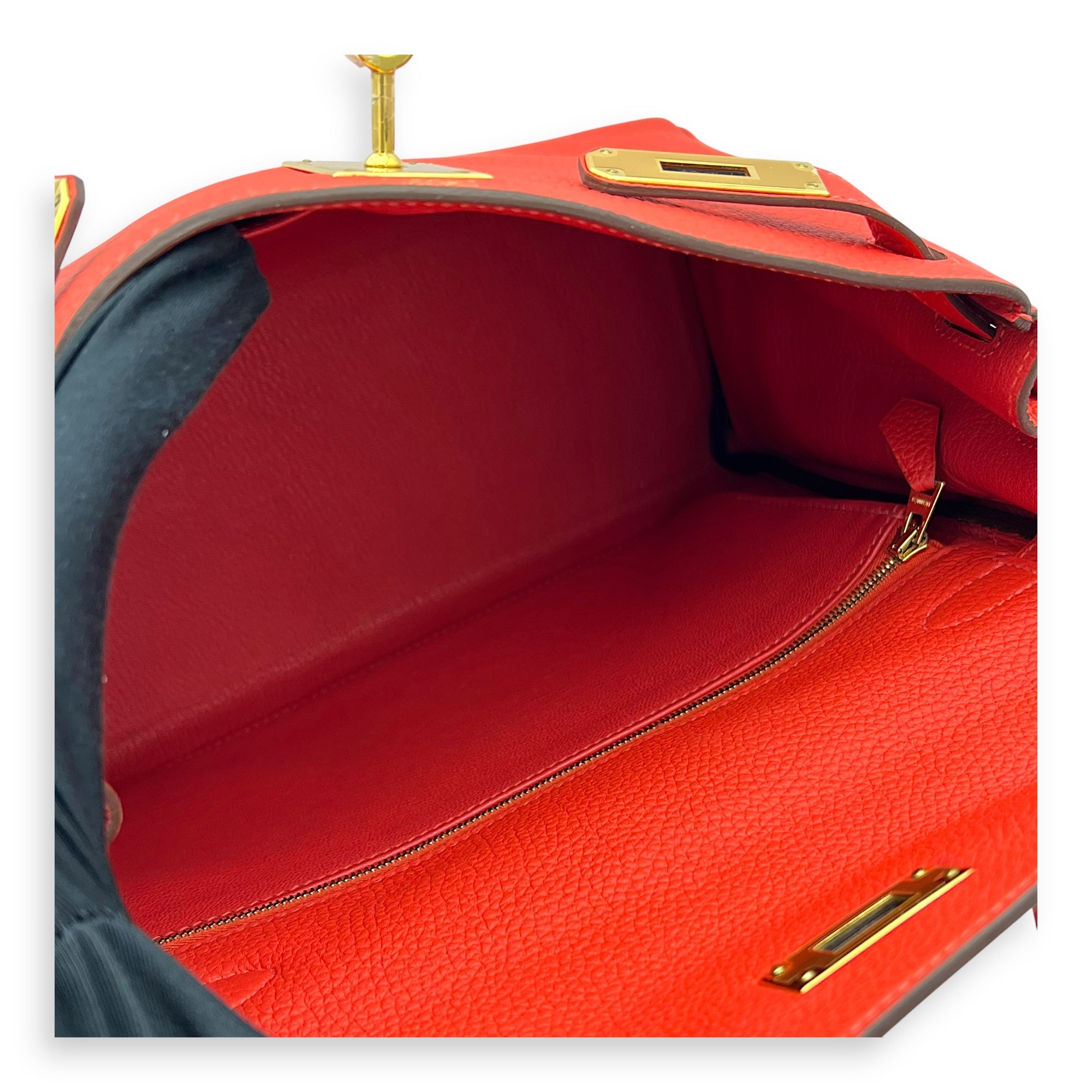 Hermès Kelly Rouge Pivoine in Togo, Gold hardware_9
