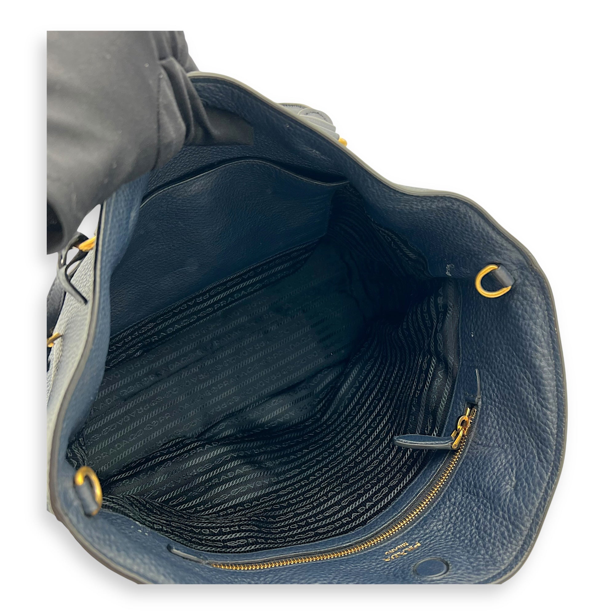 Prada 2 way bag Top Handle Bag Blue in Calfskin, Gold hardware_9