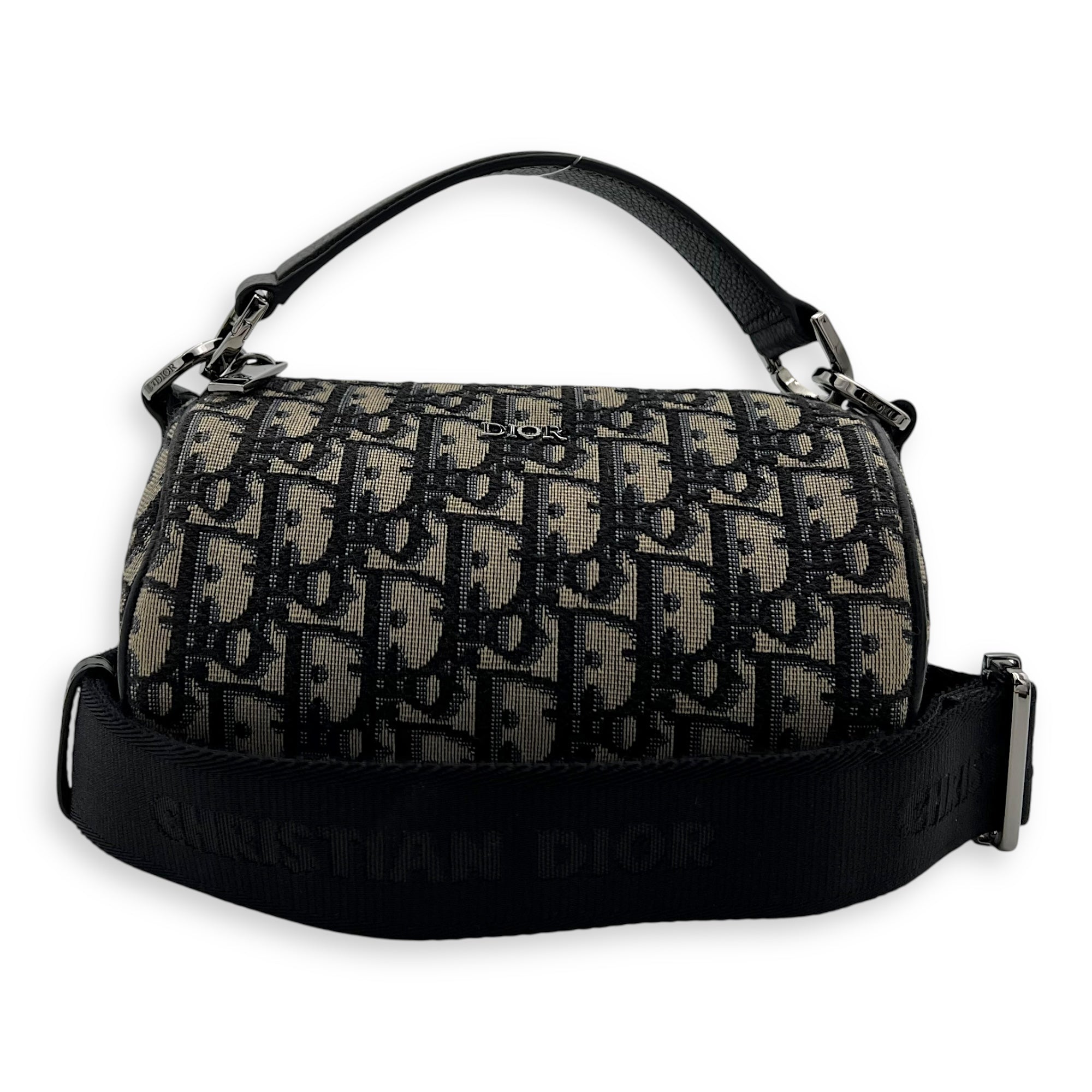 Christian Dior Roller Crossbody Bag Blue in Jacquard, Silver hardware_9