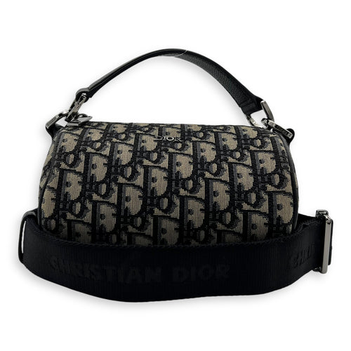 Christian Dior Roller Crossbody Bag Blue in Jacquard, Silver hardware_9