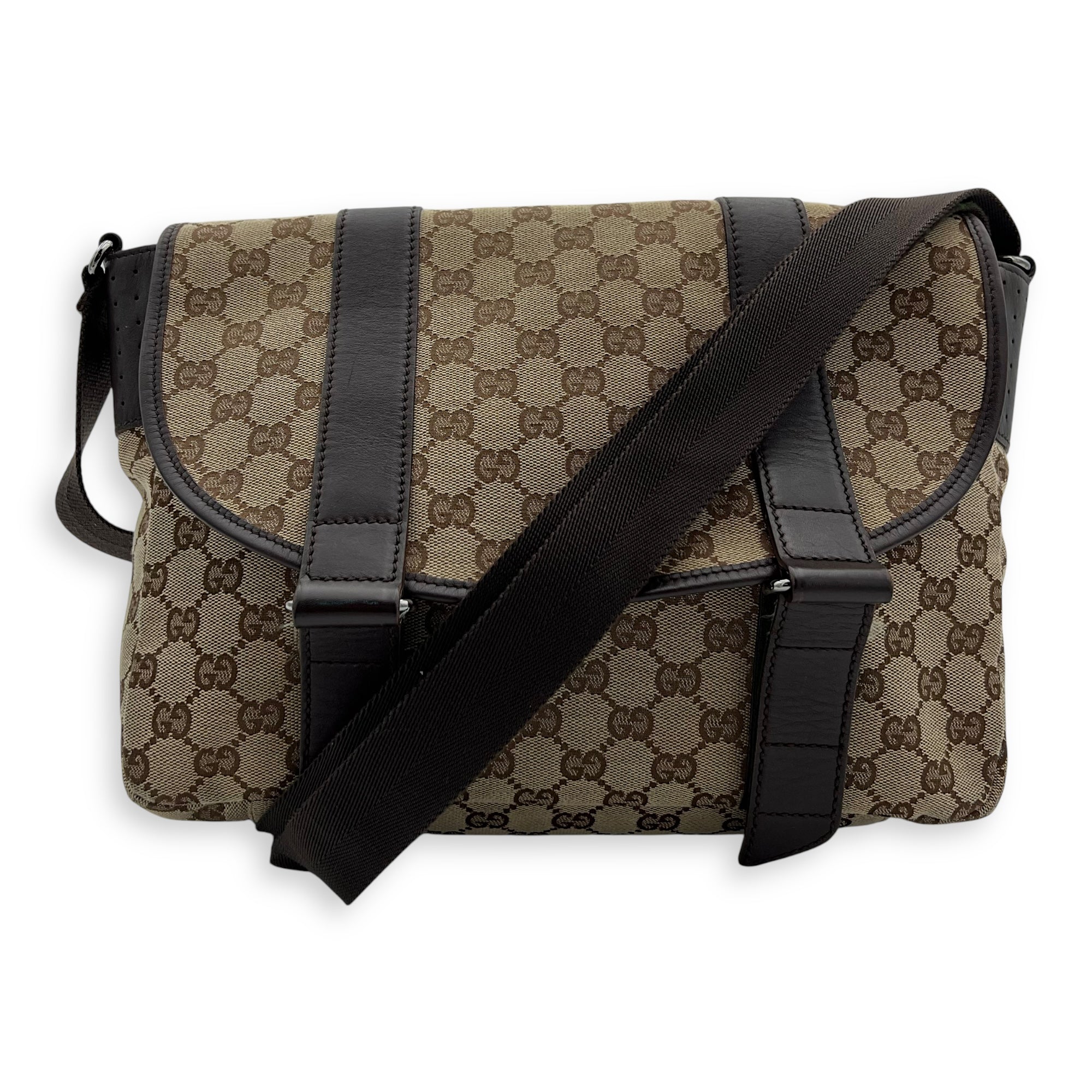 Gucci GG Messenger Brown in Jacquard, Silver hardware_9