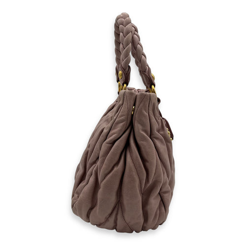 Miu Miu Gaufre Top Handle Bag Pink in Calfskin, Gold hardware_4