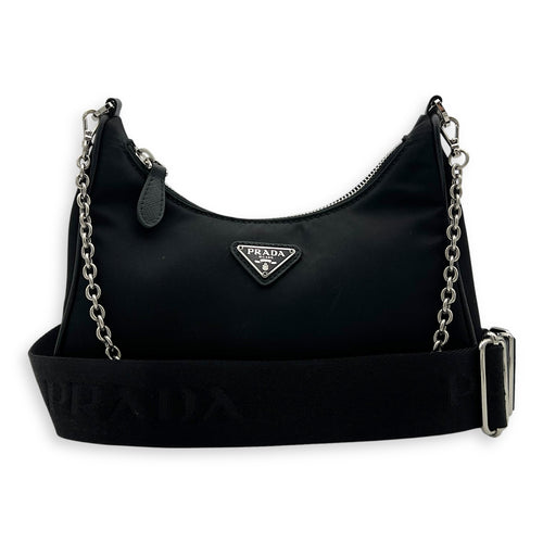 Prada Re-Edition 2005 Shoulder Bag Black in Nylon, Silver hardware_9