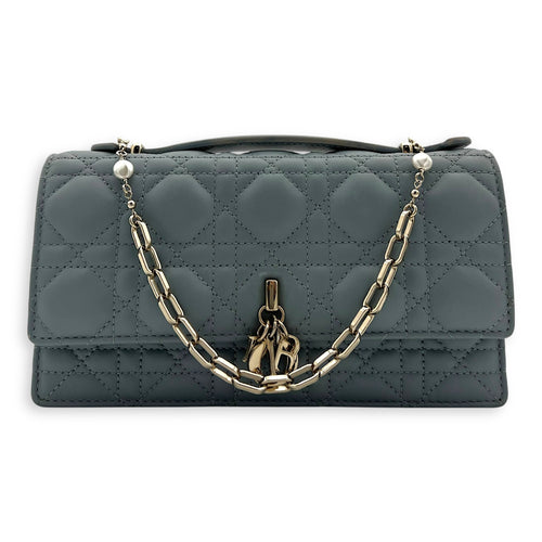 Christian Dior My Dior Top Handle Bag Blue in Lambskin, Gold hardware_9