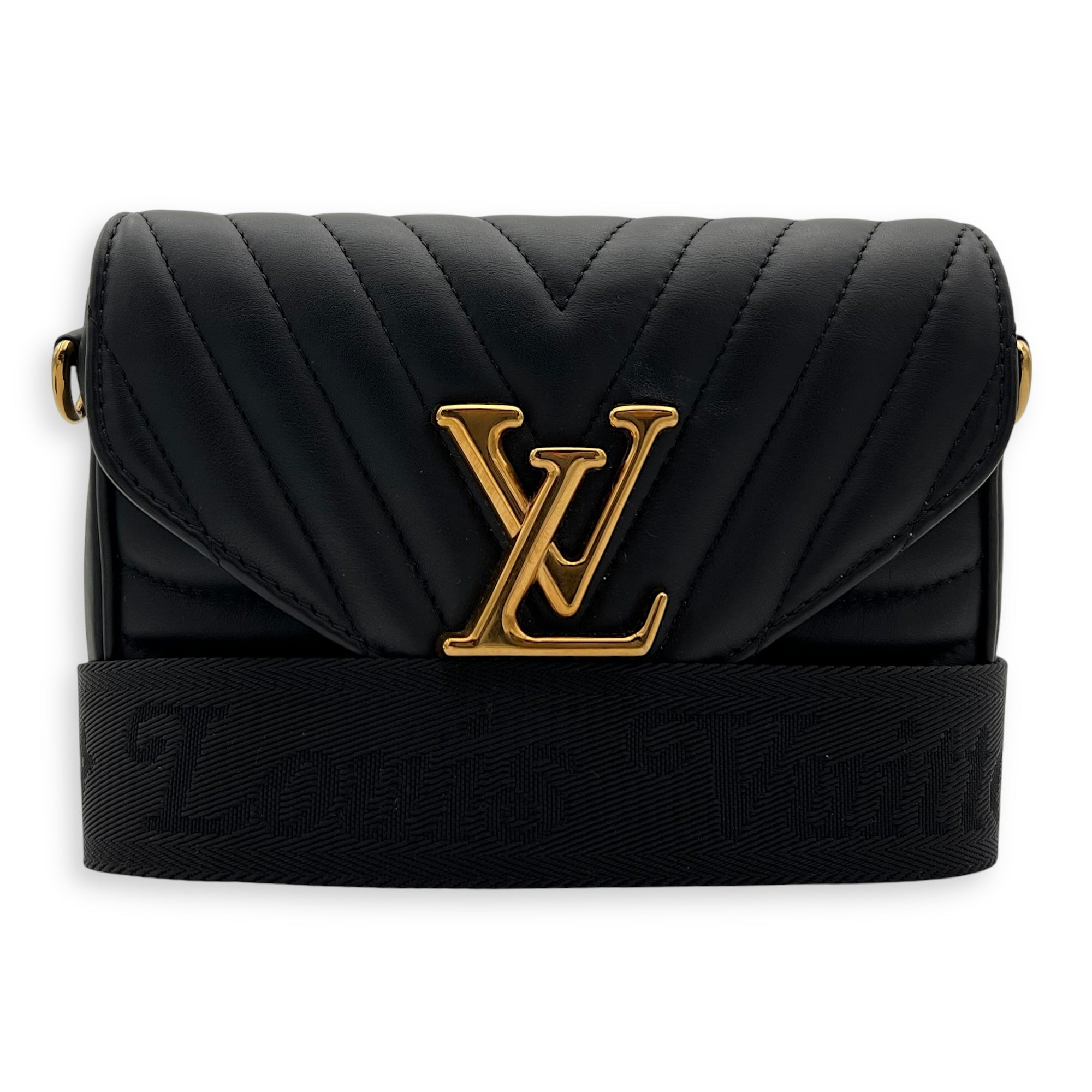 Louis Vuitton New Wave Crossbody Bag Black in Calfskin, Gold hardware_9