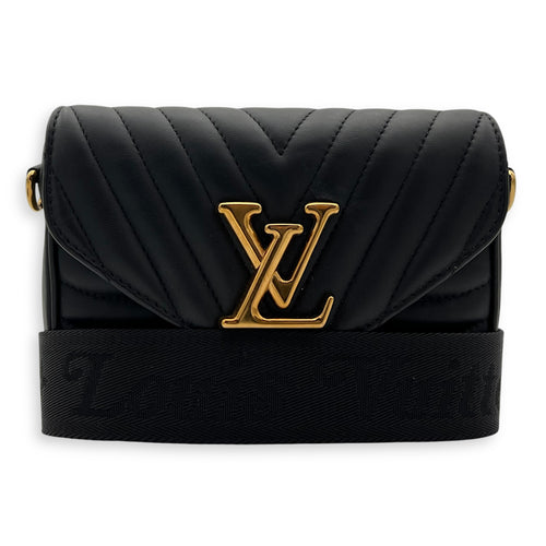 Louis Vuitton New Wave Crossbody Bag Black in Calfskin, Gold hardware_9