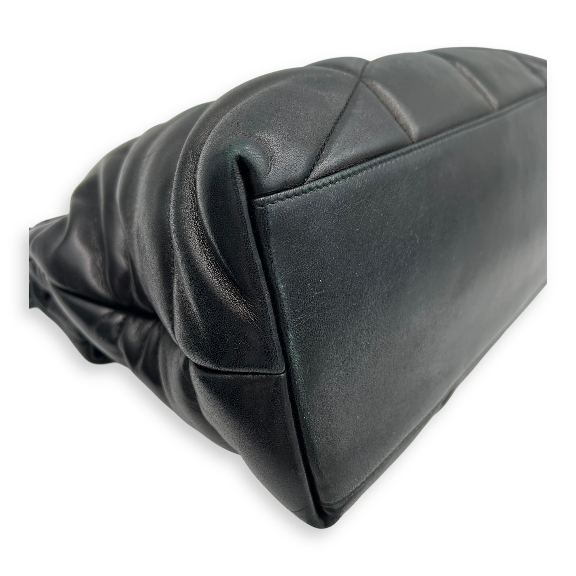 Saint Laurent Puffer Shoulder Bag Black in Lambskin, Lacquered Metal hardware_9