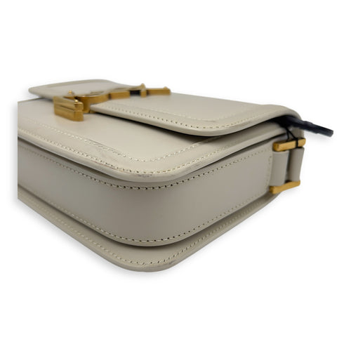 Saint Laurent Solferino Shoulder Bag White in Calfskin, Gold hardware_11