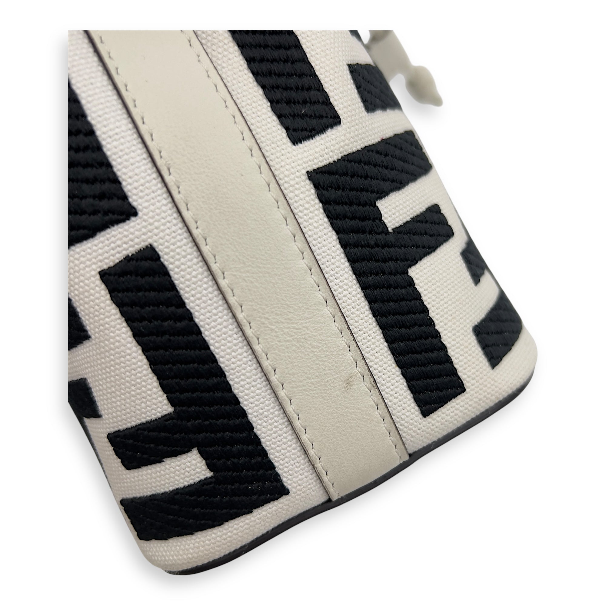 Fendi Mon Tresor White Bucket Bag in Canvas, Silver hardware_9