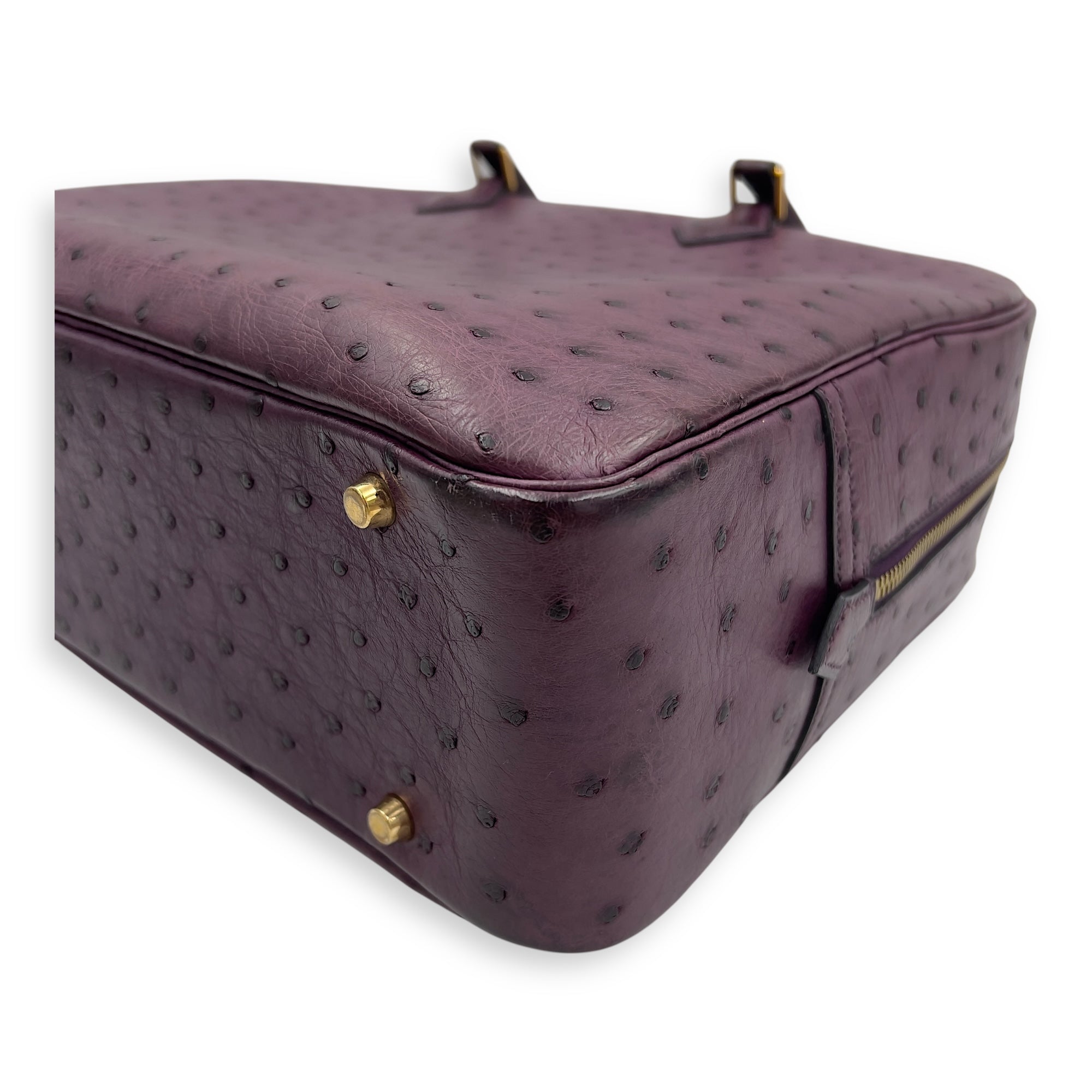 Hermès Plume Purple in Ostrich, Gold hardware_7