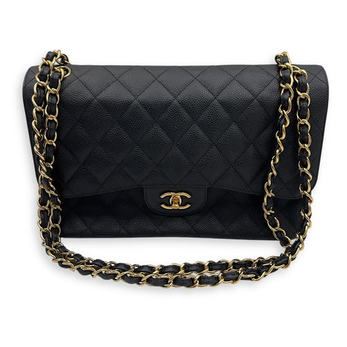 Chanel Classic Shoulder Bag Jumbo Black in Caviar Leather, Silver hardware_8