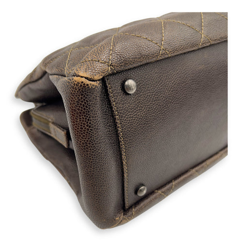 Chanel Quilted Wildstitch Tote Bag Brown in Calfskin, Ruthenium hardware_9
