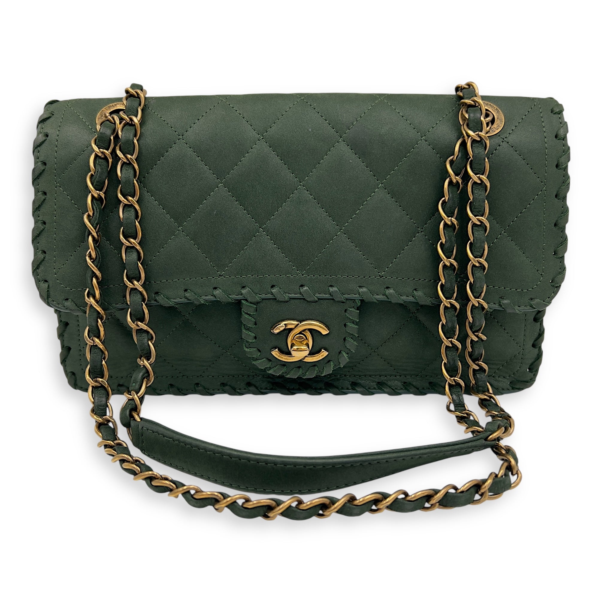 Chanel Happy Stitch Green Shoulder Bag in Calfskin, Gold hardware_7