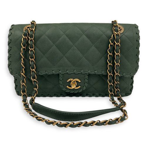 Chanel Happy Stitch Green Shoulder Bag in Calfskin, Gold hardware_7