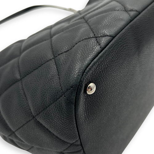 Chanel CC Tote Bag Black in Caviar Leather, Silver hardware_9