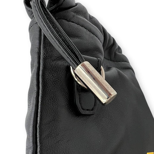 Fendi Logo Black Crossbody Bag in Calfskin, Silver hardware_9