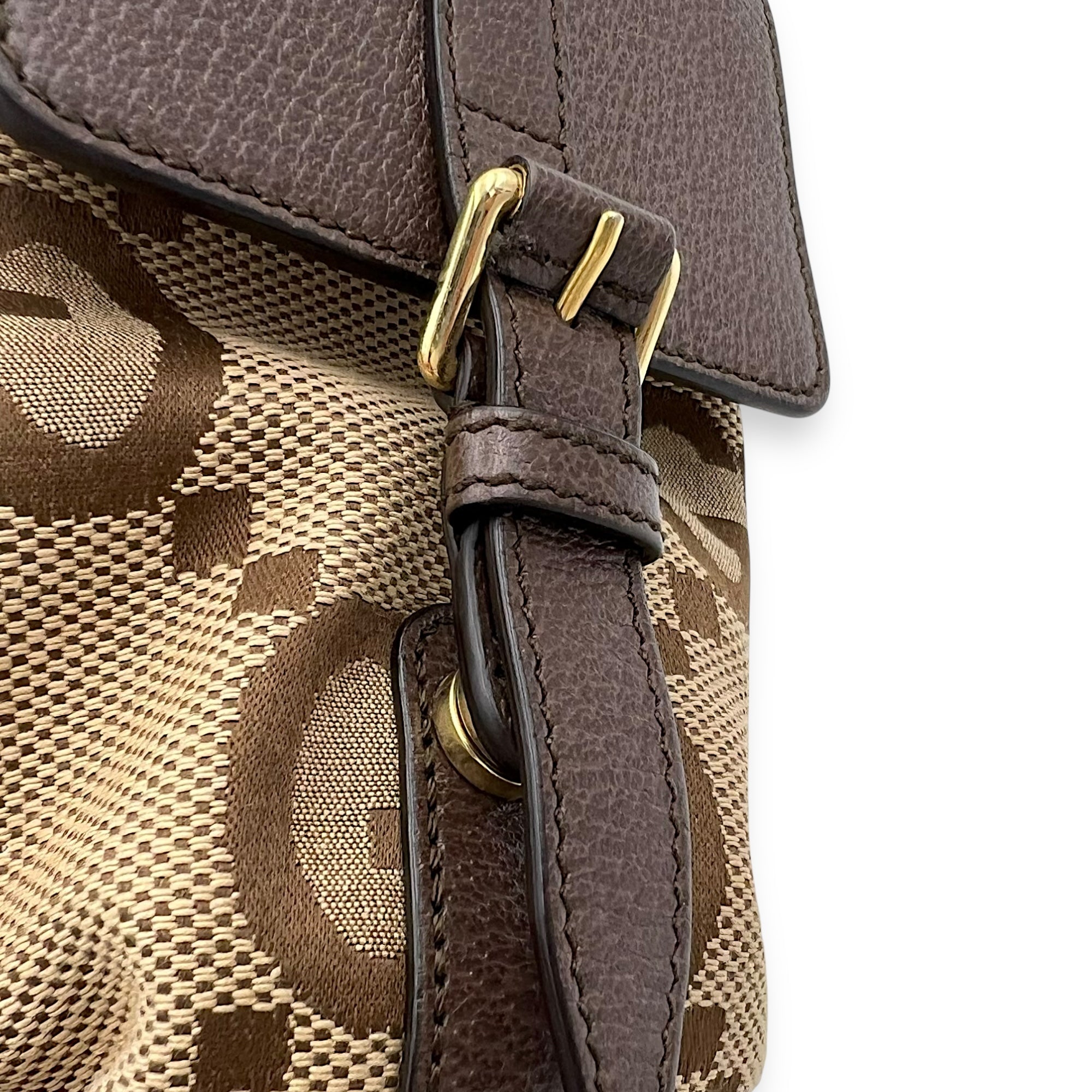 Gucci GG Backpack Brown in Canvas, Gold hardware_9