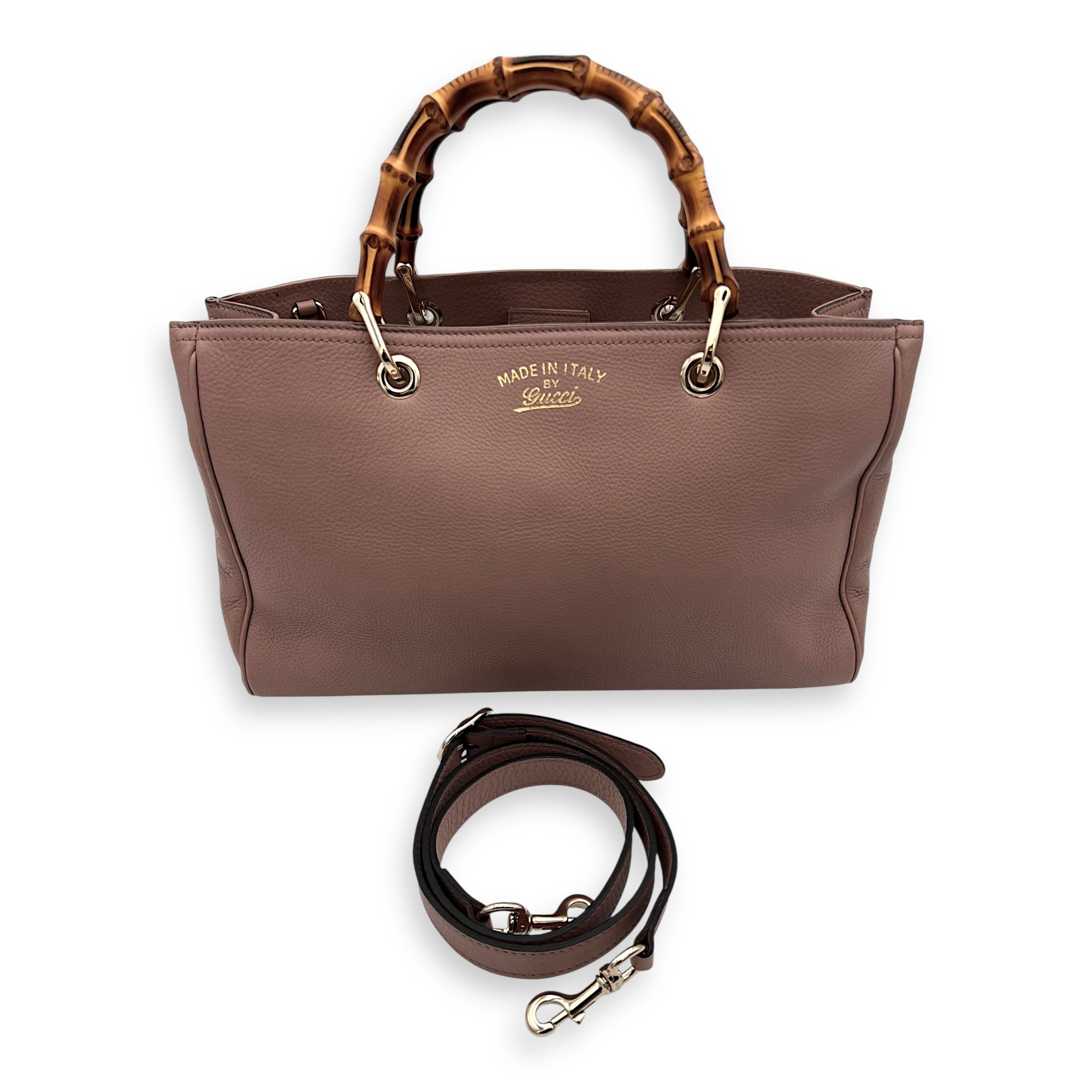 Gucci Bamboo Top Handle Bag Beige in Calfskin, Light Gold hardware_6