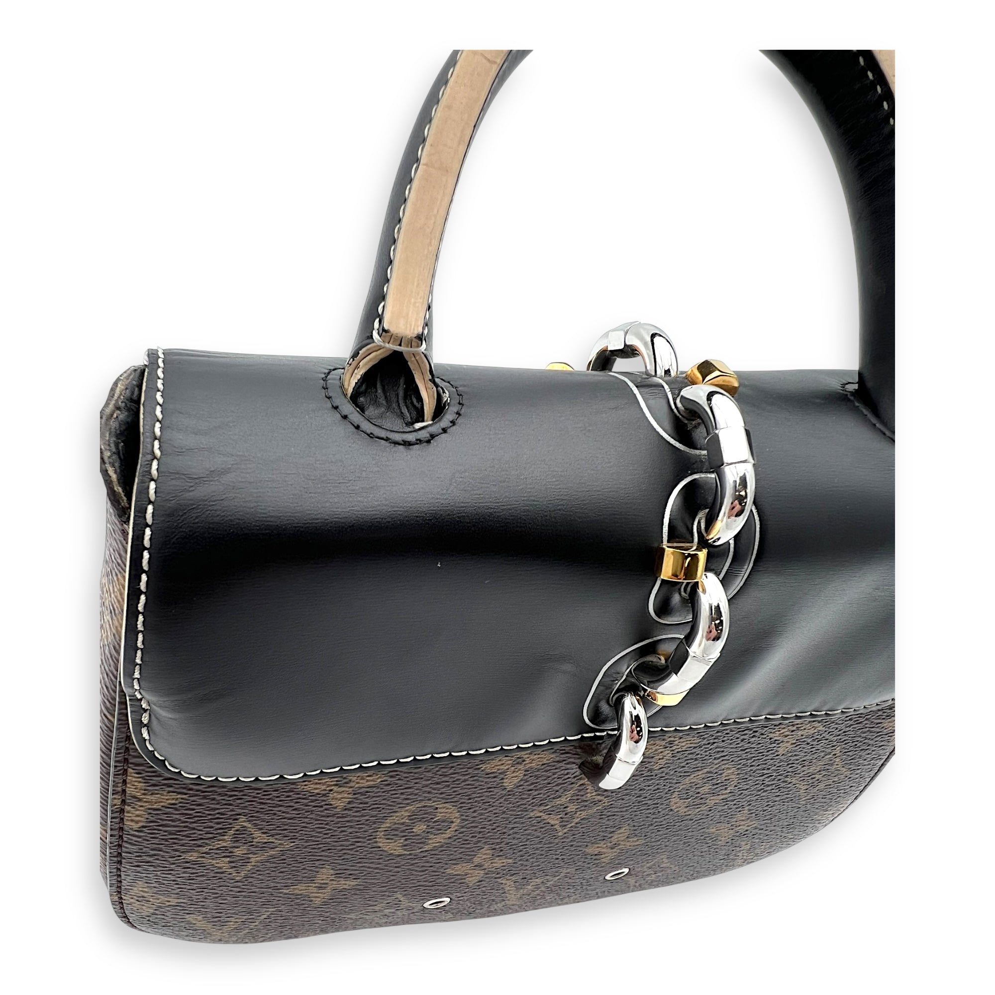 Louis Vuitton Chain It Top Handle Bag Brown in Monogram Coated Canvas, Silver hardware_9