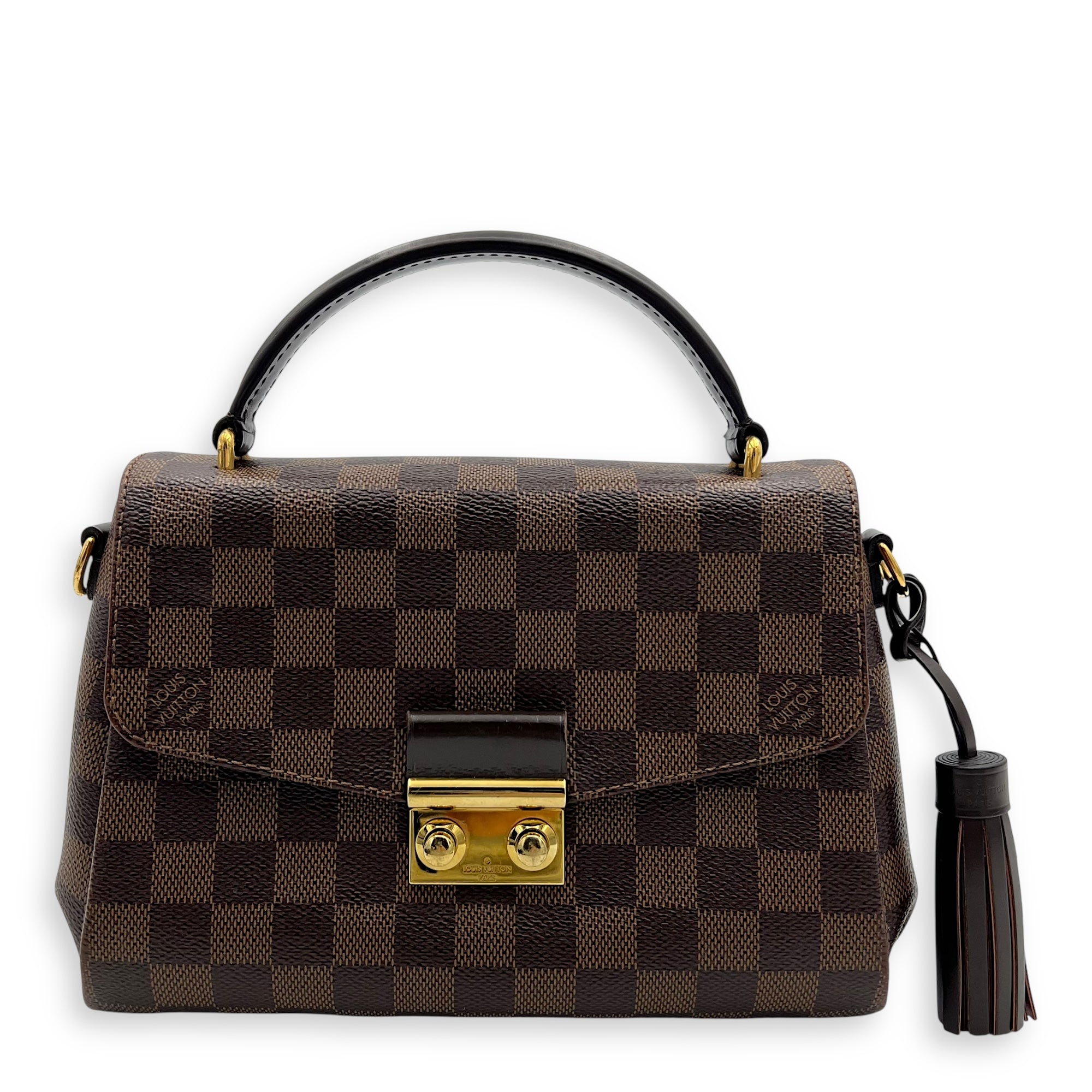 Louis Vuitton Croisette Top Handle Bag Brown in Coated Canvas, Gold hardware_1
