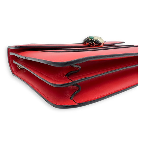 Bvlgari Serpenti Forever Shoulder Bag Red in Calfskin, Gold hardware_11