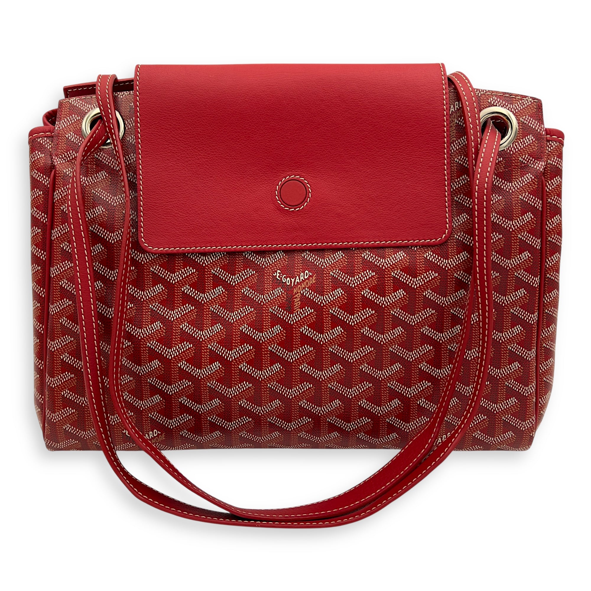 Goyard Rouette Red Shoulder Bag in Coated Canvas, Silver hardware_7