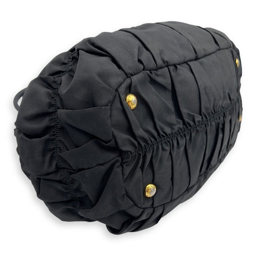 Prada Gaufre Top Handle Bag Black in Nylon, Gold hardware_9