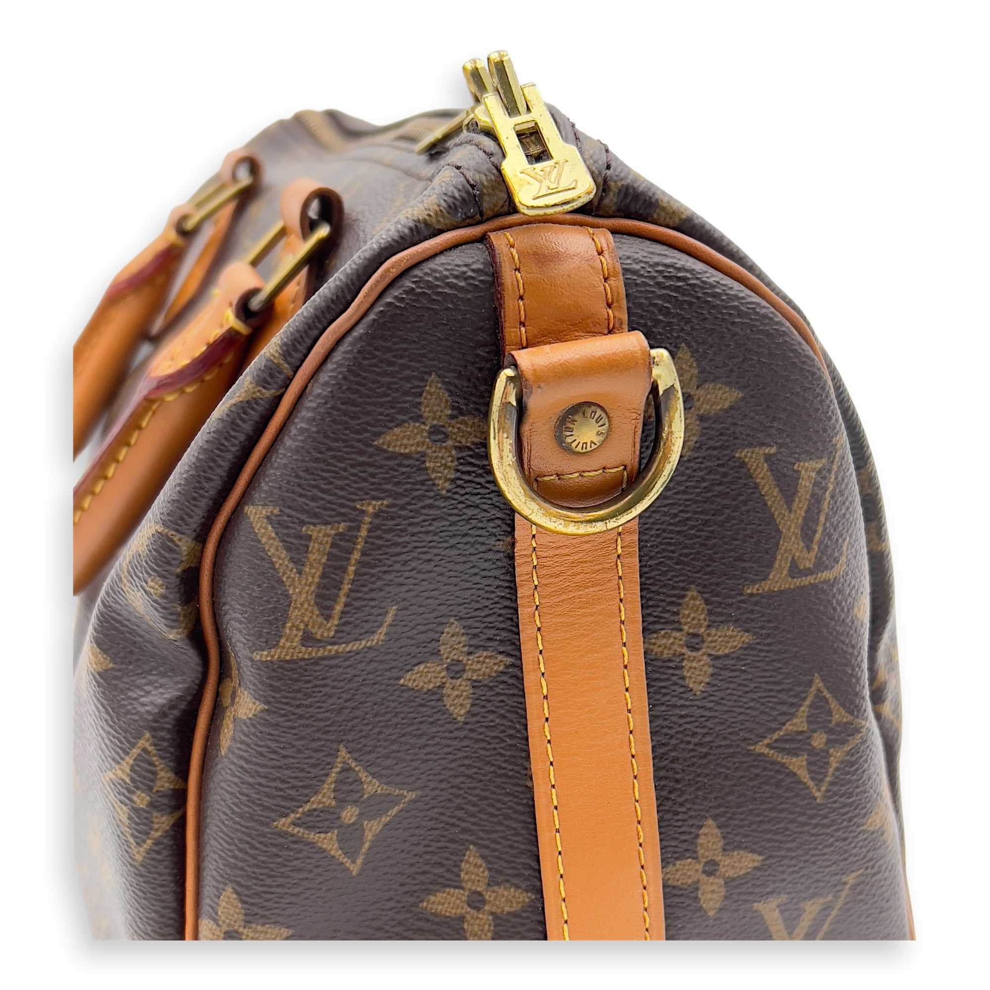 Louis Vuitton Speedy Bandouliere Top Handle Bag 25 Brown in Monogram Coated Canvas, Gold hardware_8