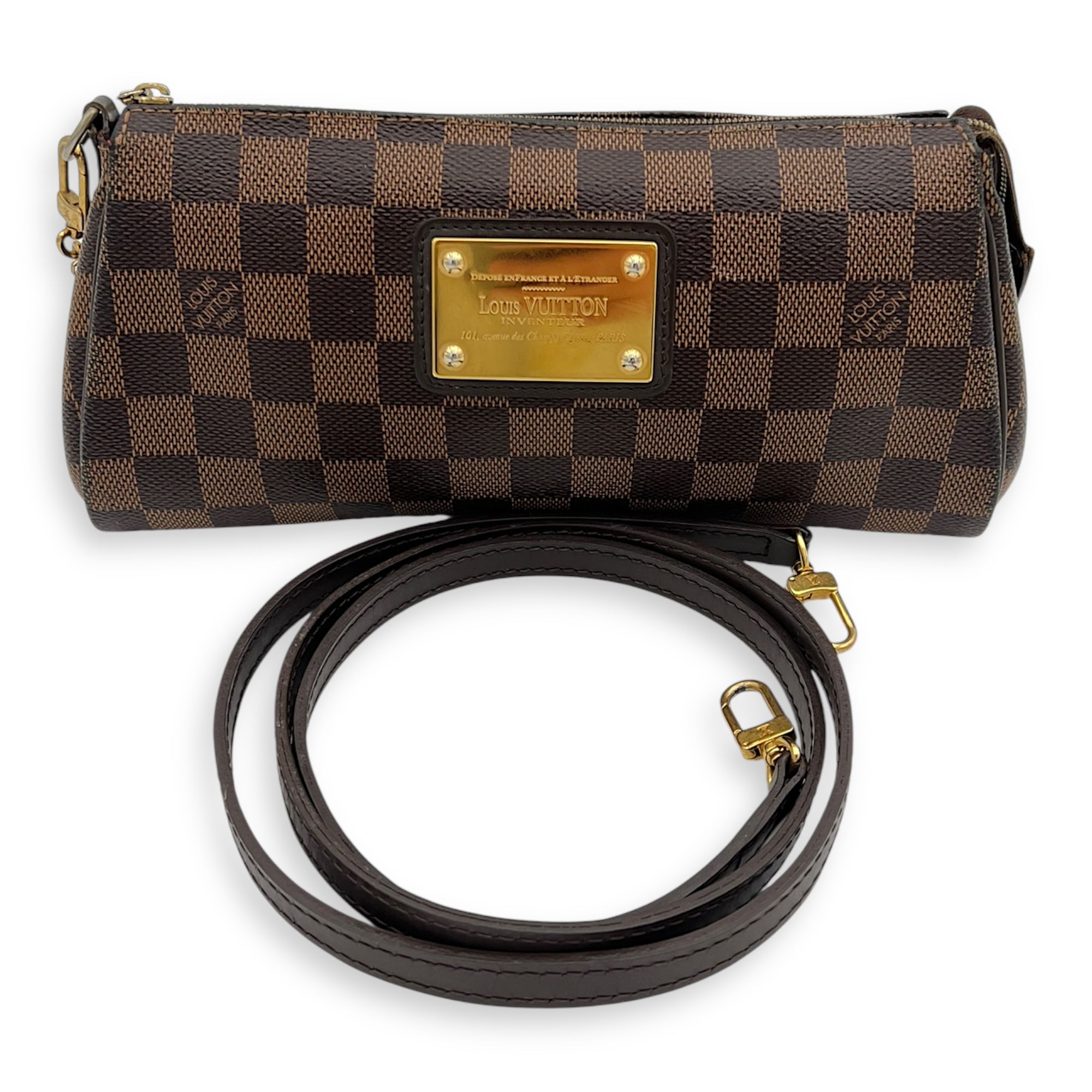 Louis Vuitton Eva Crossbody Bag Brown in Coated Canvas, Gold hardware_2