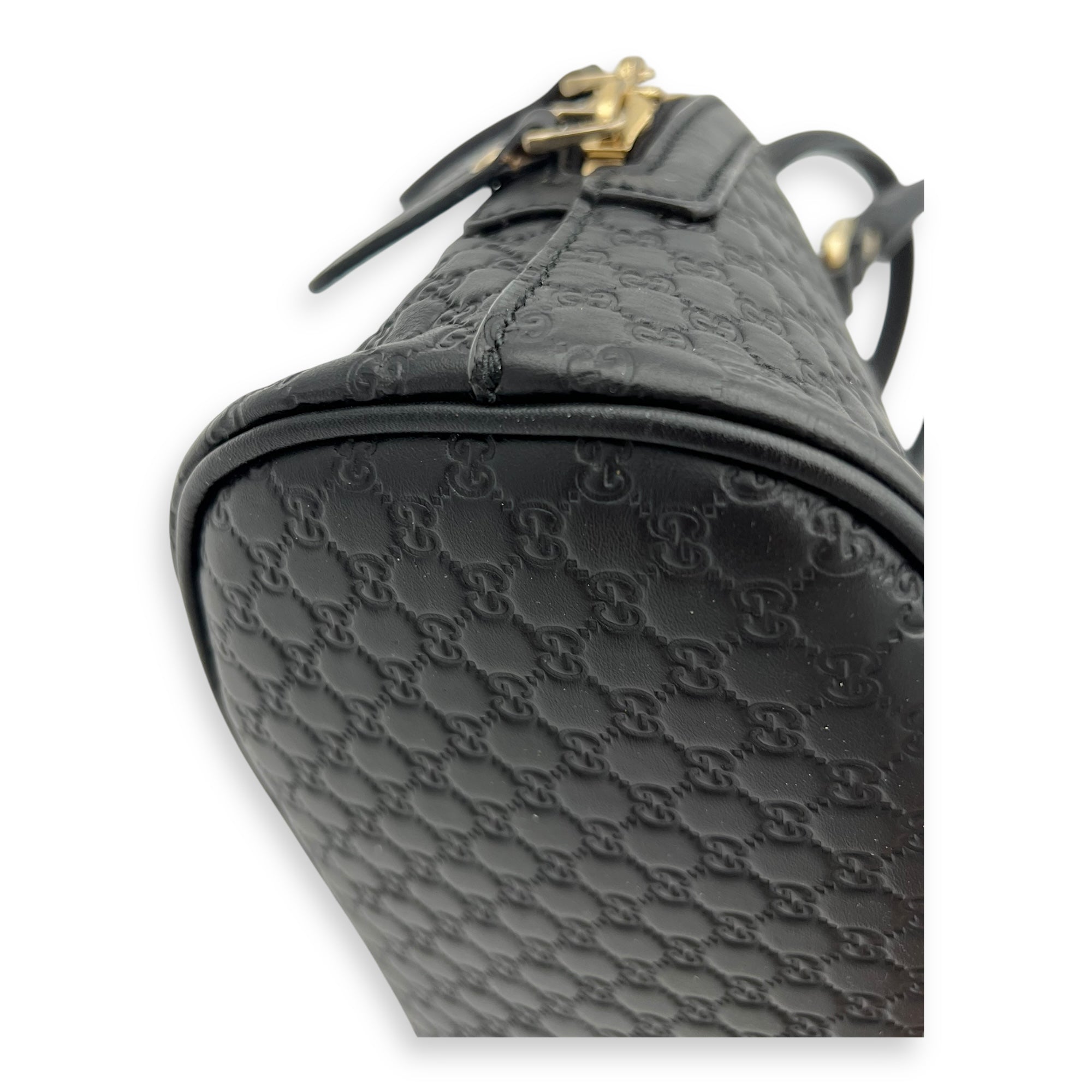Gucci Micro gg Top Handle Bag Small Black in Calfskin, Gold hardware_1