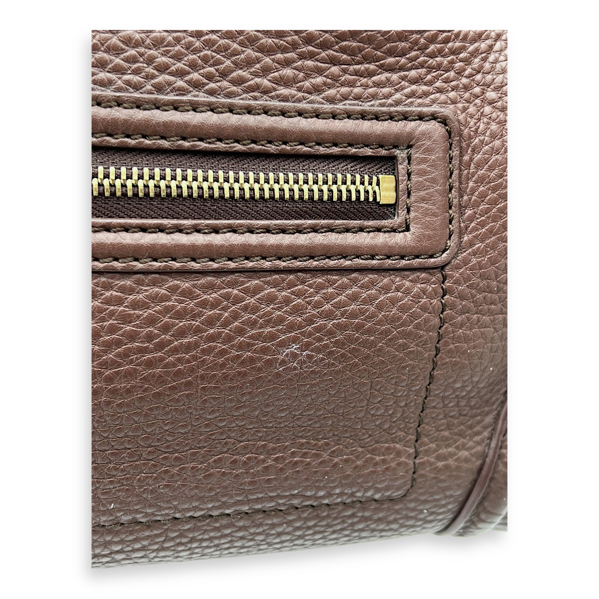 Celine Luggage Top Handle Bag Large Brown in Calfskin, Gold hardware_1