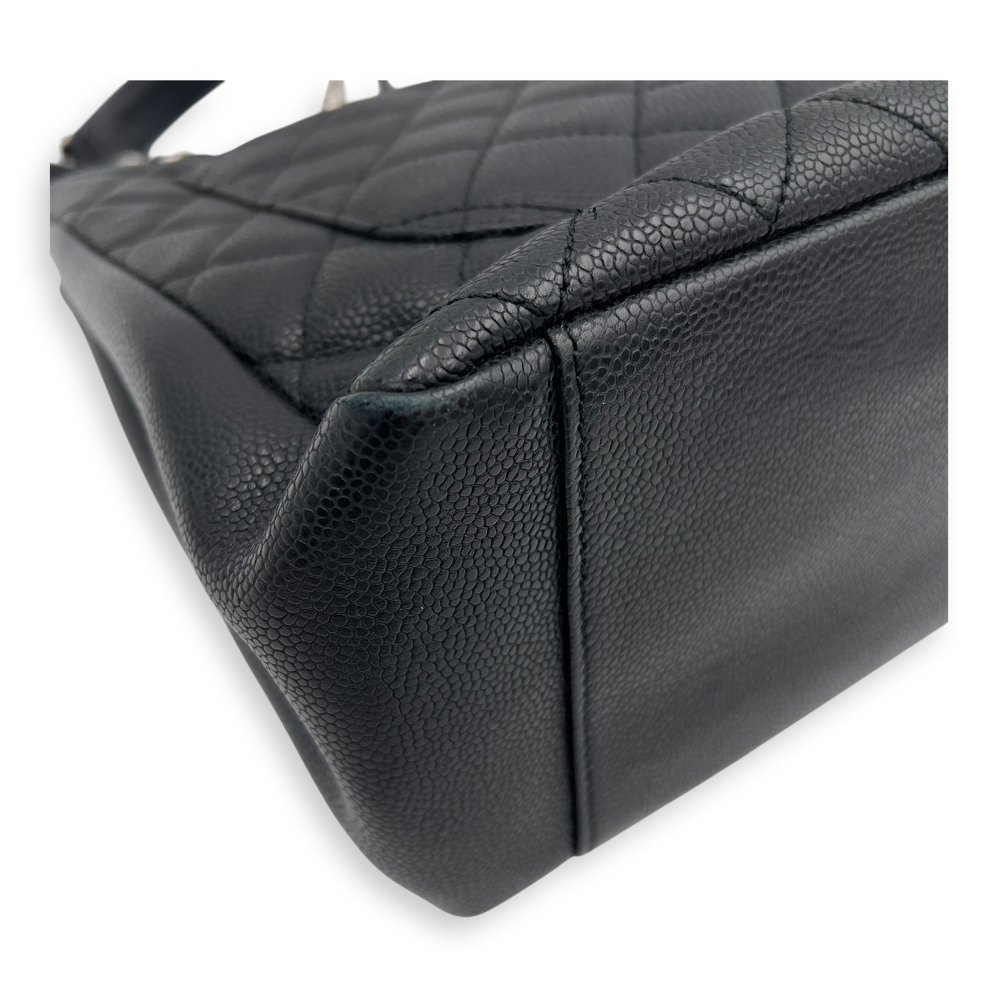 Chanel GST Tote Bag Black in Caviar Leather, Silver hardware_11