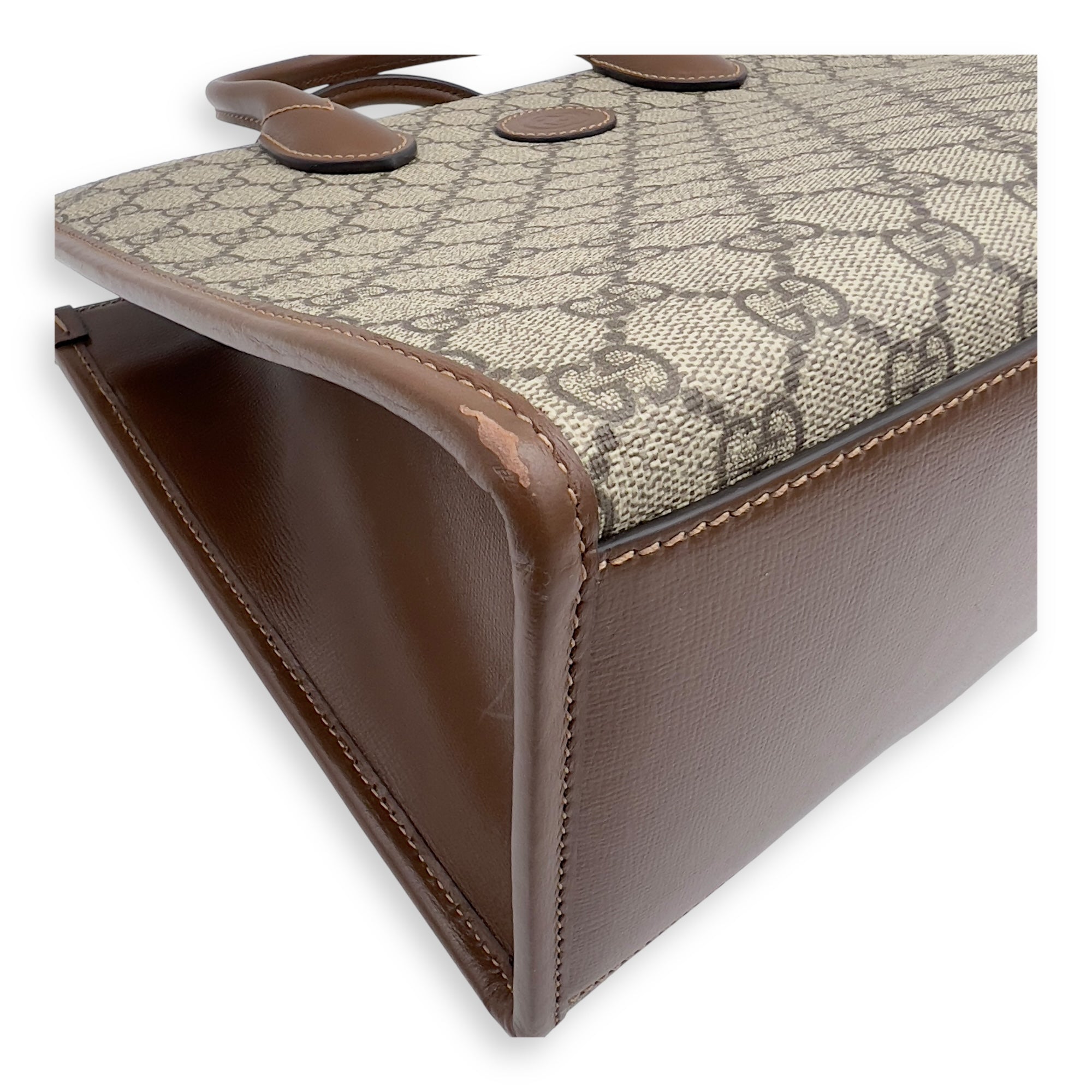 Gucci GG Top Handle Bag Brown in Coated Canvas, Gold hardware_7