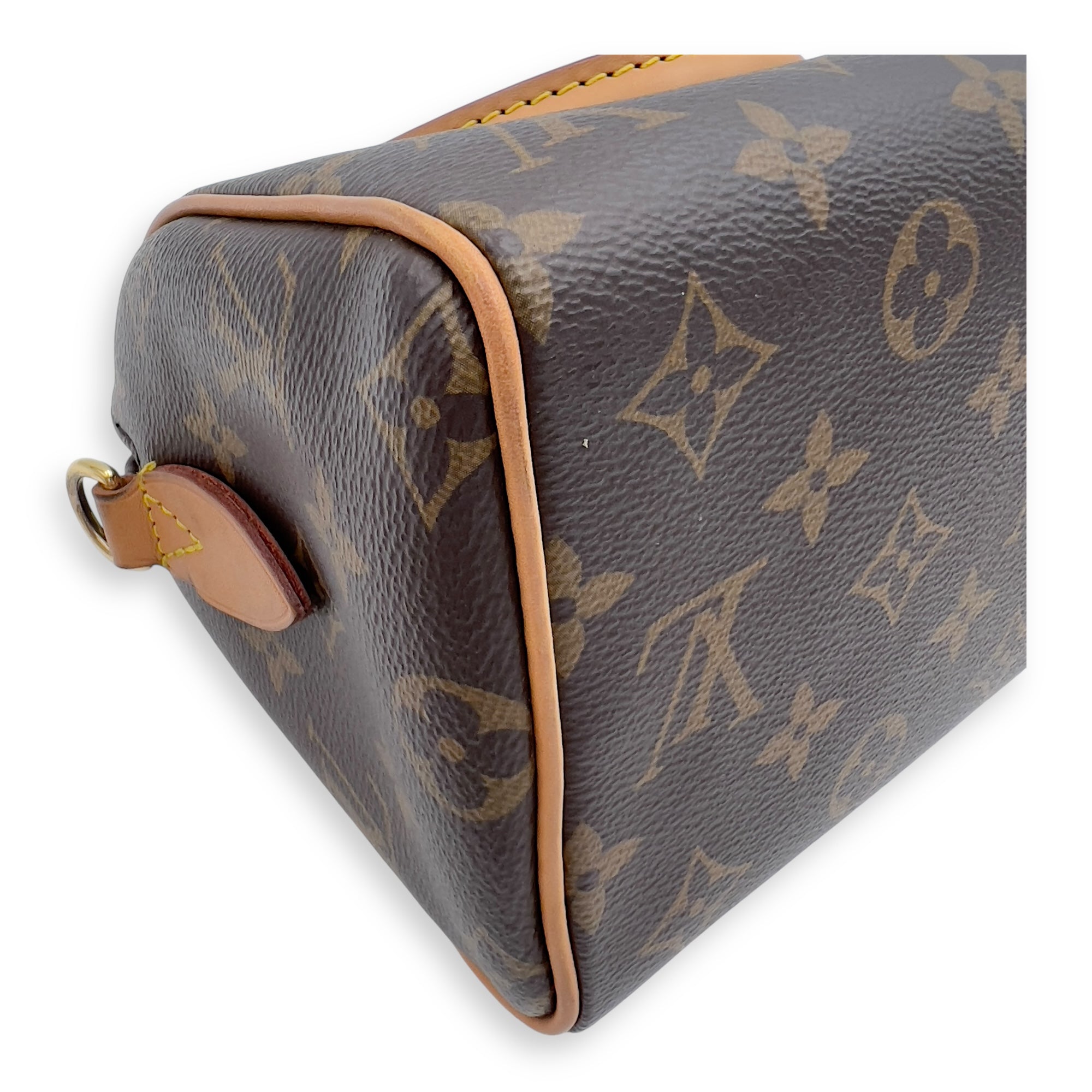 Louis Vuitton Speedy Bandouliere Top Handle Bag 20 Brown in Monogram Coated Canvas, Gold hardware_9