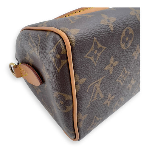 Louis Vuitton Speedy Bandouliere Top Handle Bag 20 Brown in Monogram Coated Canvas, Gold hardware_9