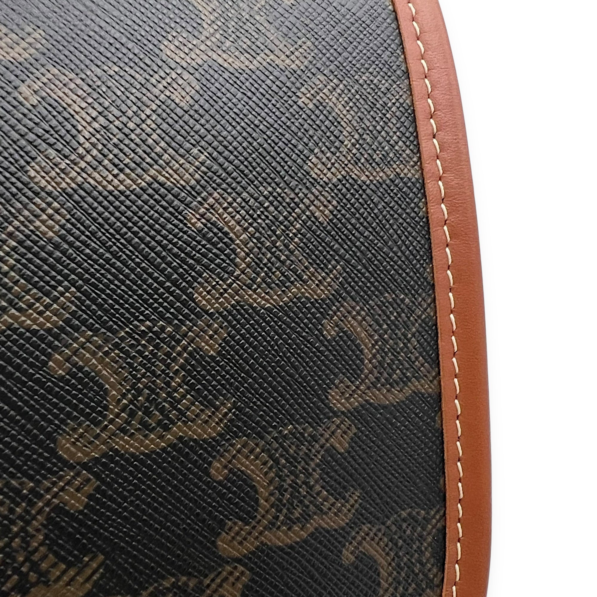 Celine Folco Crossbody Bag Brown in Coated Canvas, Gold hardware_9