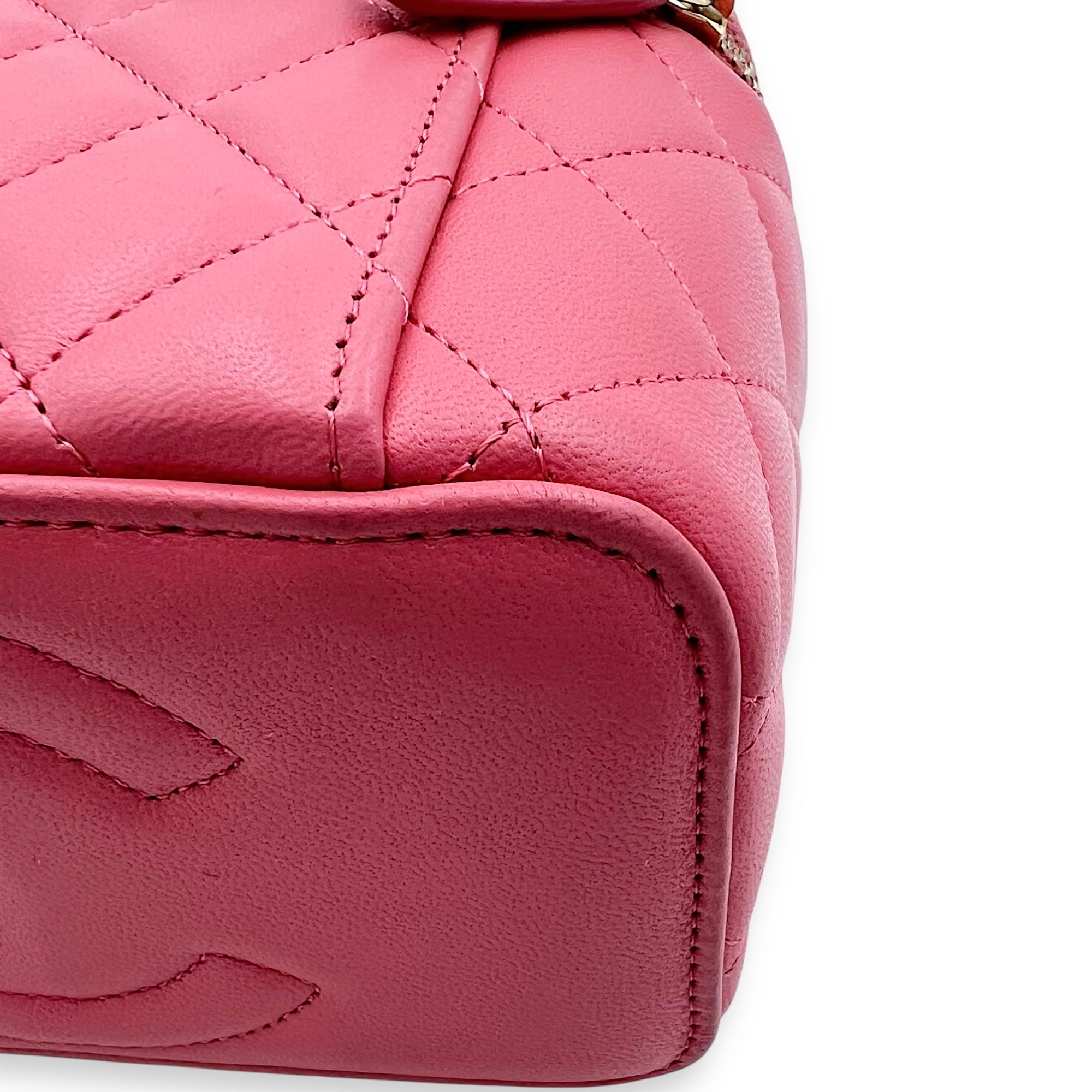 Chanel Vanity Top Handle Bag Pink in Lambskin, Gold hardware_9
