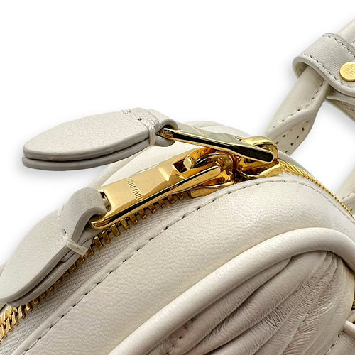 Miu Miu Arcadie Top Handle Bag White in Calfskin, Gold hardware_9