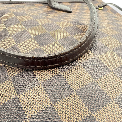 Louis Vuitton Neverfull Tote Bag Damier Ebene in Coated Canvas, Gold hardware_9