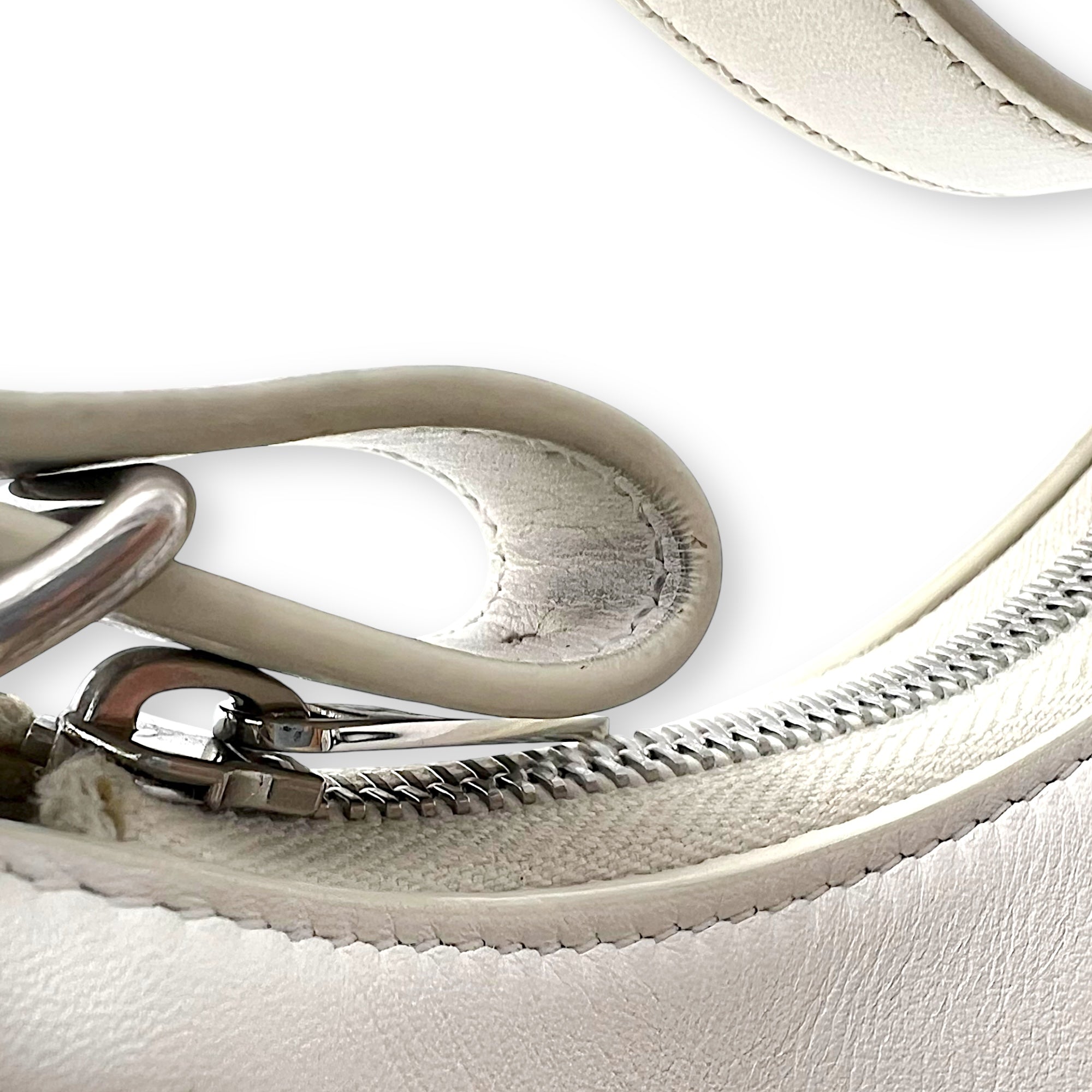 Celine Ava Shoulder Bag White in Calfskin, Silver hardware_9