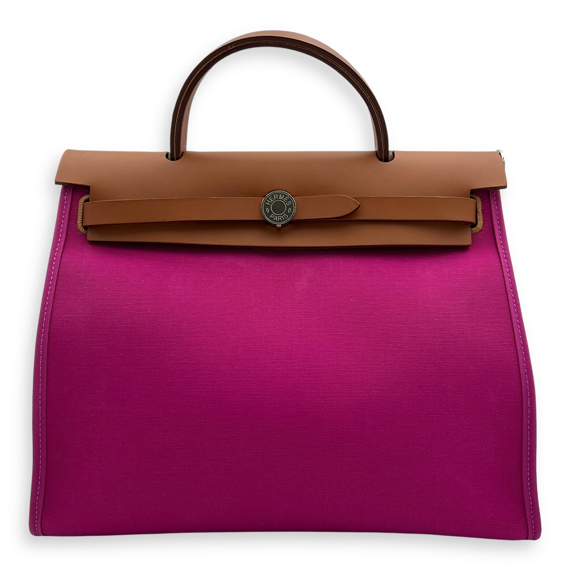 Hermès Herbag 31 Rose Pourpre Fauve Shoulder Bag in Canvas, Palladium hardware_1
