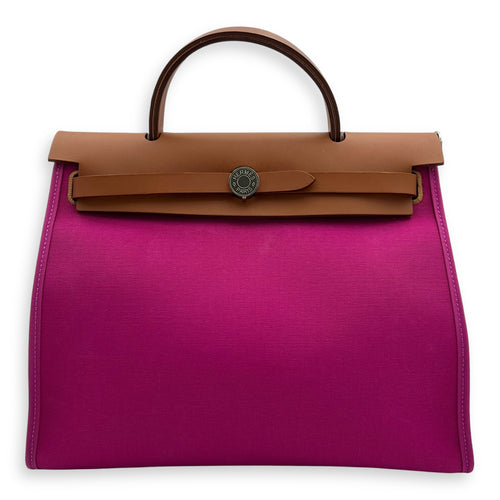 Hermès Herbag 31 Rose Pourpre Fauve Shoulder Bag in Canvas, Palladium hardware_1