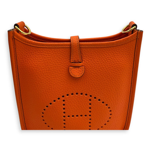 Hermès Evelyne Orange in Clemence, Gold hardware_7