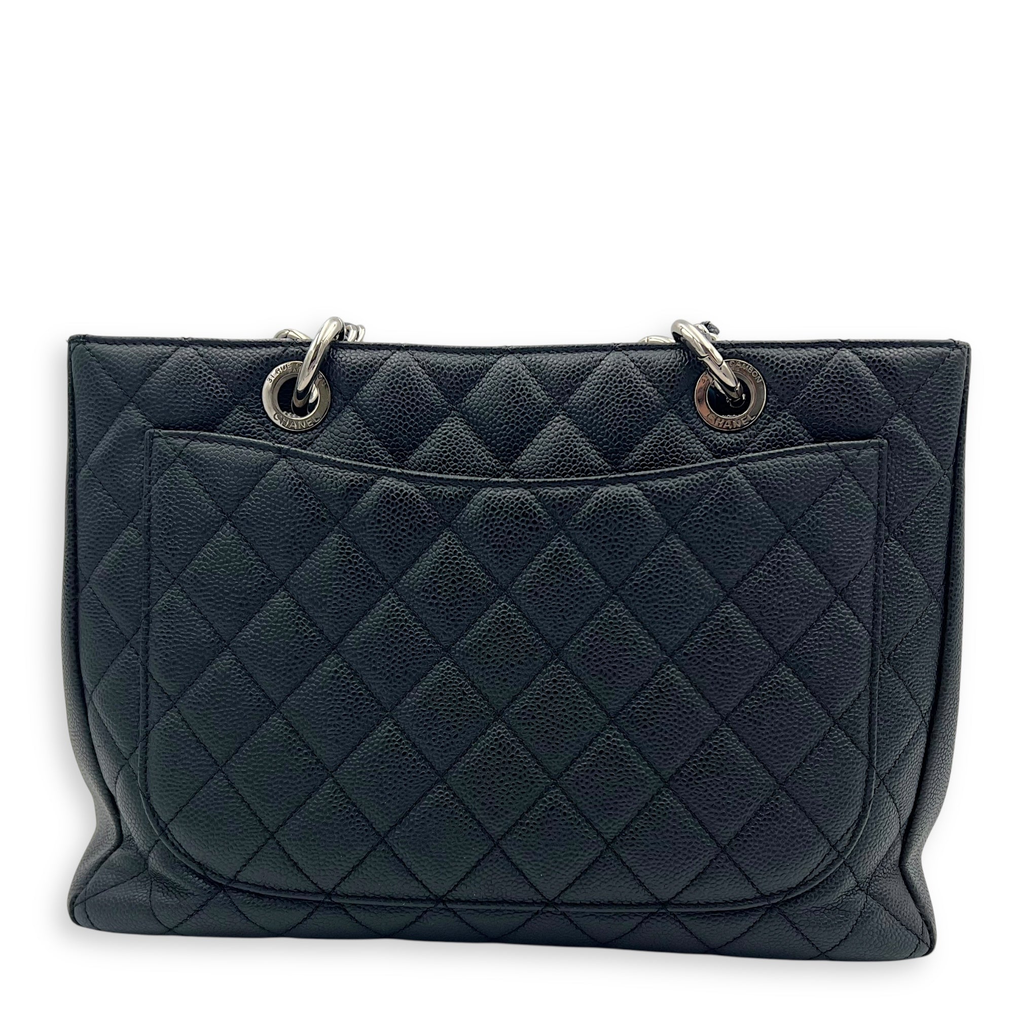Chanel GST Shoulder Bag Black in Caviar Leather, Silver hardware_9