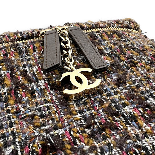 Chanel Vanity Case Wood Multi-colour Top Handle Bag in Tweed, Gold hardware_9