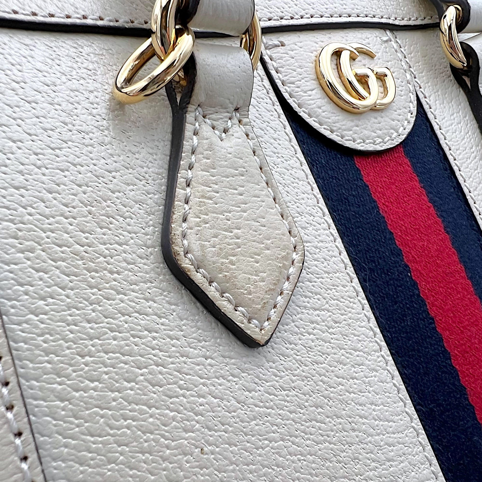 Gucci Ophidia Top Handle Bag White in Calfskin, Gold hardware_9