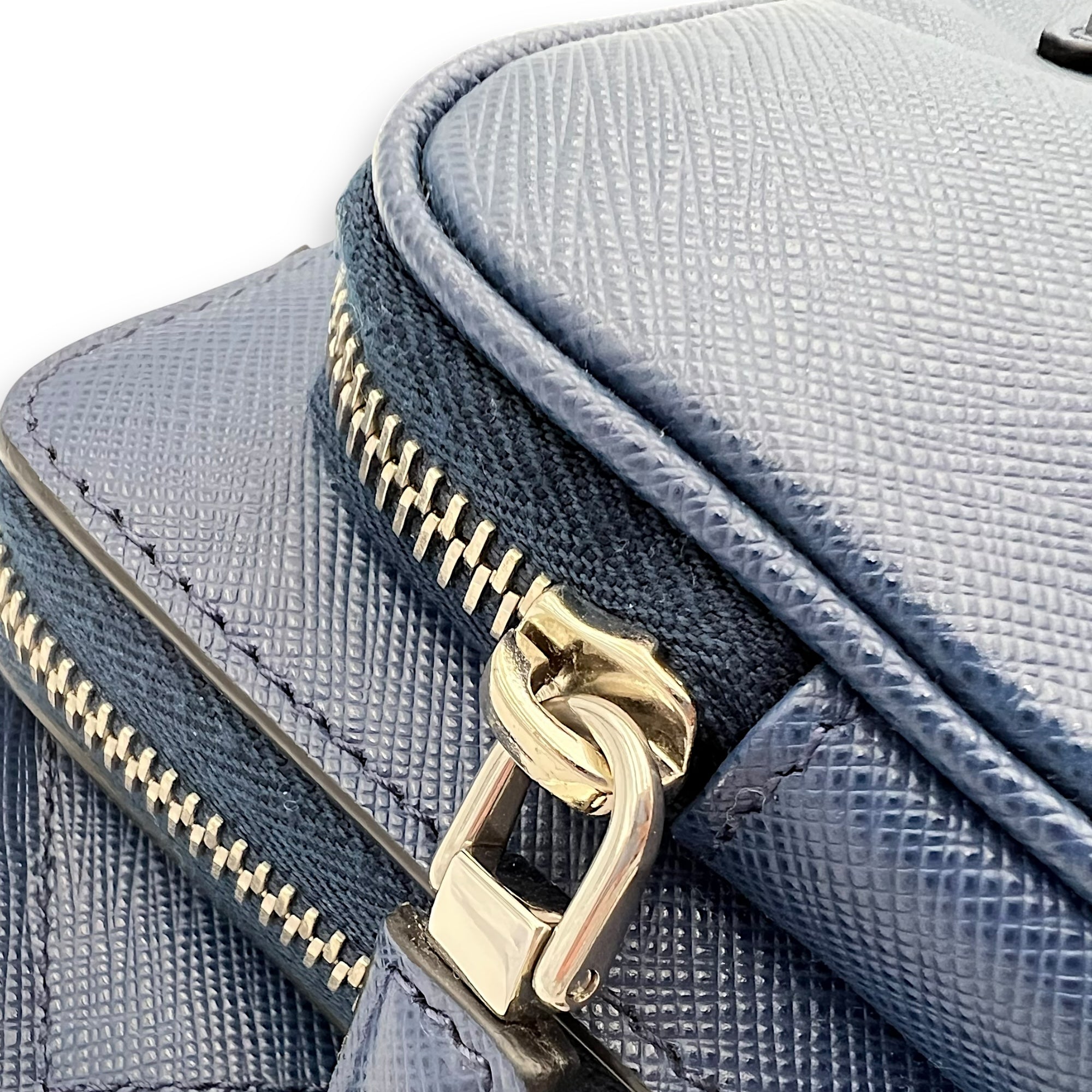 Prada Logo Belt Bag Blue in Saffiano Leather, Silver hardware_9