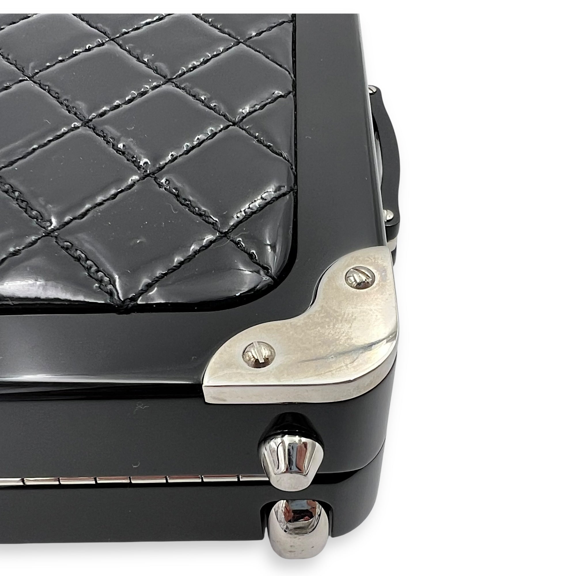 Chanel Minaudiere Trolley Black Clutch in, Silver hardware_9