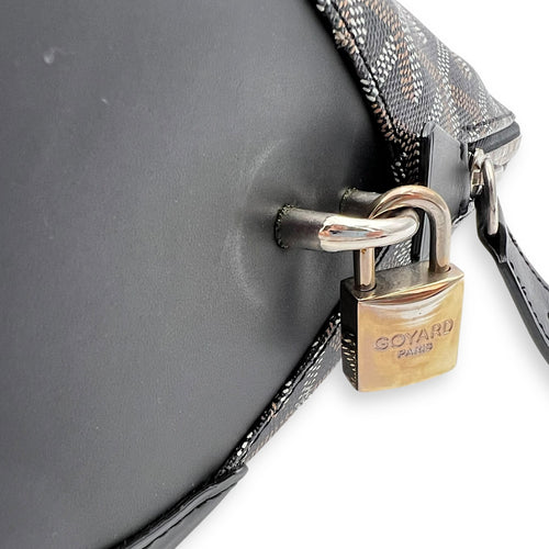 Goyard Vendome Top Handle Bag Black in Coated Canvas, Silver hardware_9
